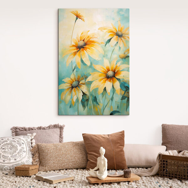 Schilderij van gele bloemen Canvas Schilderijen Schilderij van gele bloemen