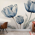 Fotobehang Delicate bloemen in zachte tinten