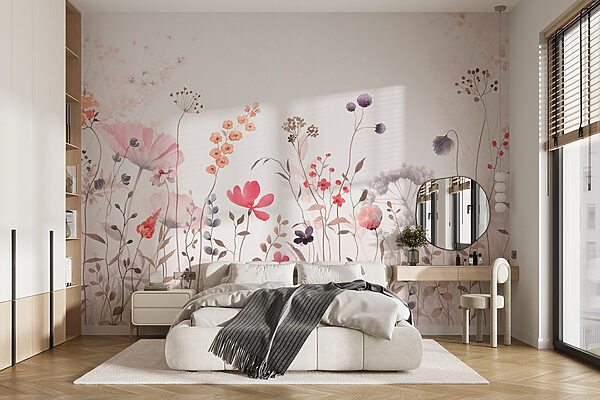 Schilderen van bloemen en planten Fotobehang Schilderen van bloemen en planten