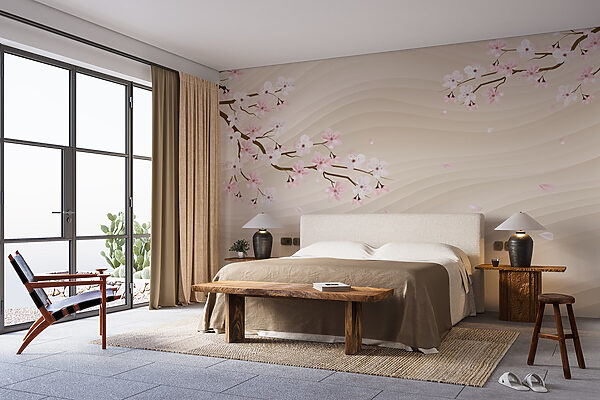 Boomtak met witte en roze bloemen Fotobehang Boomtak met witte en roze bloemen