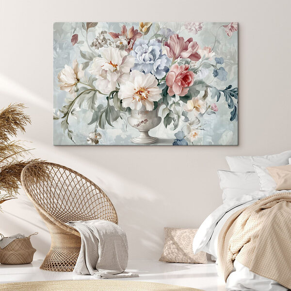 Schilderij van bloemen in een vaas Canvas Schilderijen Schilderij van bloemen in een vaas