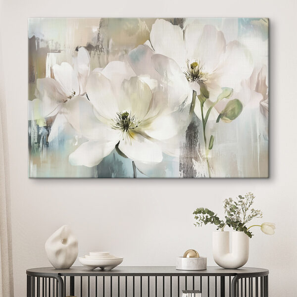 Zachtwitte bloemen in zachte tinten Canvas Schilderijen Zachtwitte bloemen in zachte tinten
