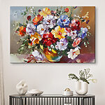 Canvas Schilderijen Schilderij van bloemen in een vaas