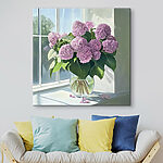 Canvas Schilderijen Schilderij van een vaas met bloemen