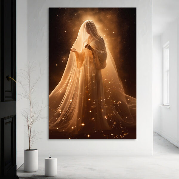 Vrouw in een witte jurk Canvas Schilderijen Vrouw in een witte jurk