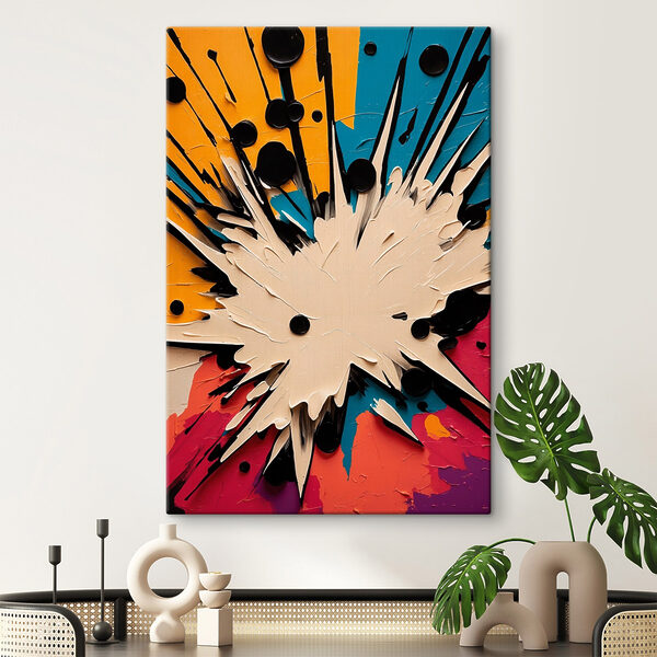 Witte en zwarte explosie Canvas Schilderijen Witte en zwarte explosie