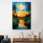 Canvas Schilderijen Brug over een rivier