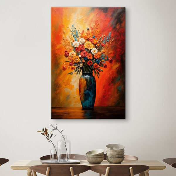 Schilderij van bloemen in een vaas Canvas Schilderijen Schilderij van bloemen in een vaas