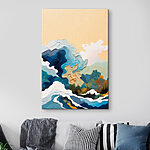 Canvas Schilderijen Schilderij van bomen en wolken