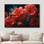 Canvas Schilderijen Groep rode bloemen