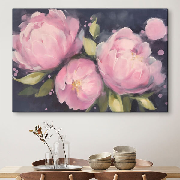 Schilderij van roze bloemen Canvas Schilderijen Schilderij van roze bloemen