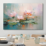 Canvas Schilderijen Schilderij van bloemen op water