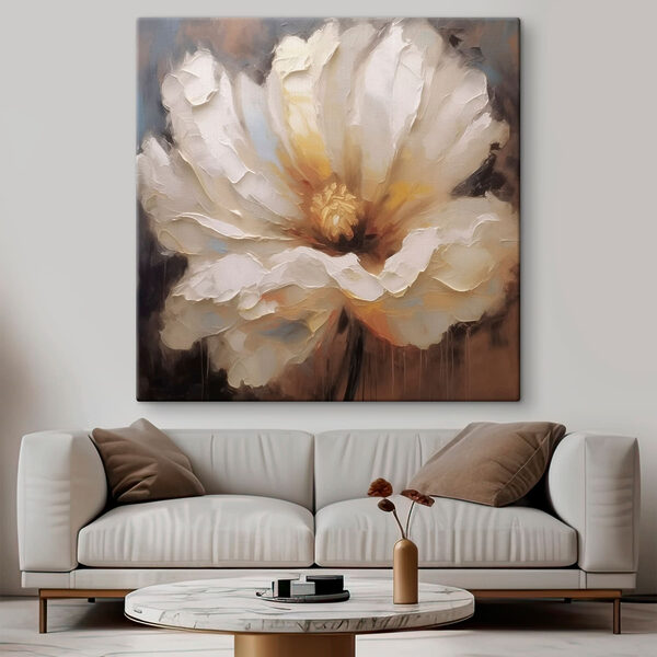 Schilderij van een witte bloem Canvas Schilderijen Schilderij van een witte bloem