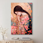 Canvas Schilderijen Schilderij van een slapende vrouw met gevouwen handen