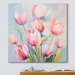Canvas Schilderijen Schilderij van roze en witte tulpen