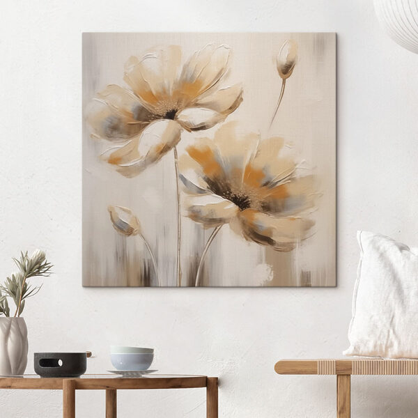 Schilderij van bloemen op een witte achtergrond Canvas Schilderijen Schilderij van bloemen op een witte achtergrond