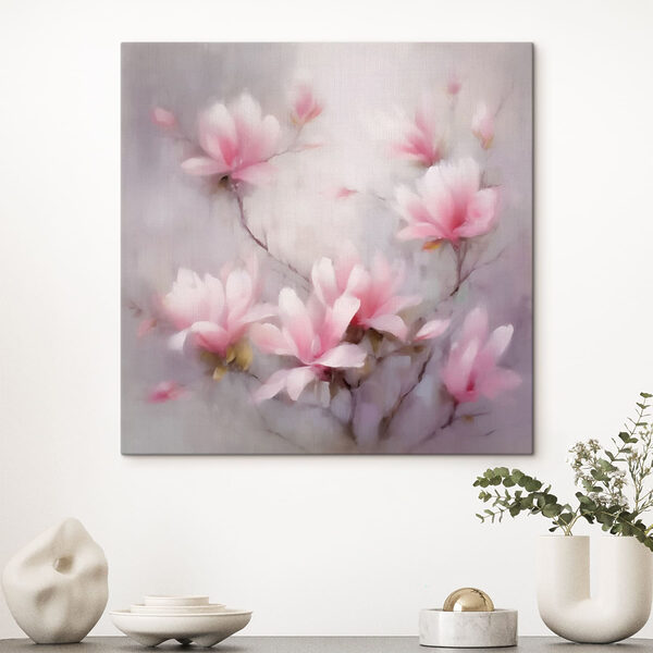 Schilderij van roze bloemen Canvas Schilderijen Schilderij van roze bloemen