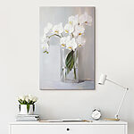 Canvas Schilderijen Schilderij van een witte orchidee in een glazen vaas
