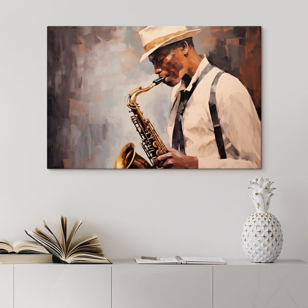 Man die saxofoon speelt Canvas Schilderijen Man die saxofoon speelt