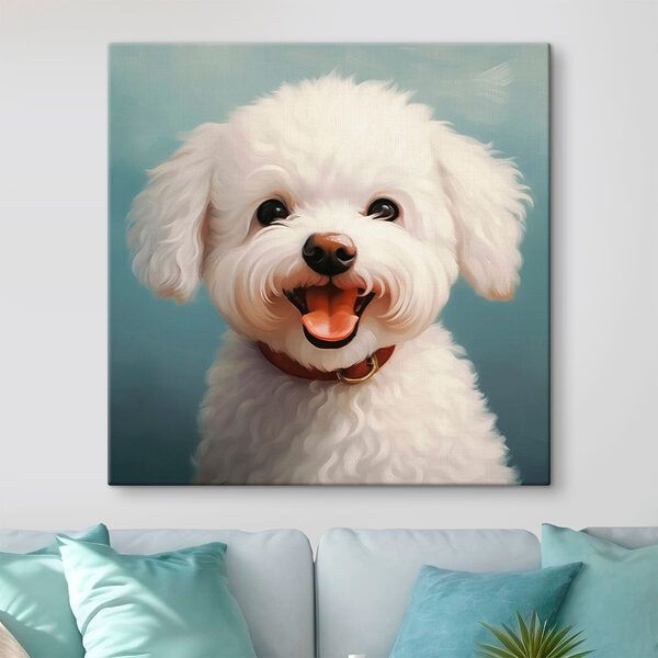 Witte hond met zijn bek open Canvas Schilderijen Witte hond met zijn bek open