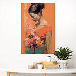 Canvas Schilderijen Vrouw met bloemen