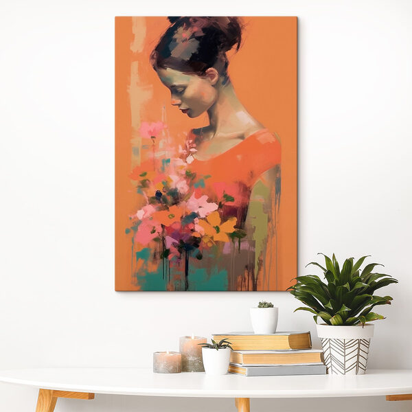 Vrouw met bloemen Canvas Schilderijen Vrouw met bloemen