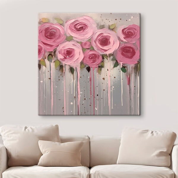 Schilderij van roze bloemen Canvas Schilderijen Schilderij van roze bloemen