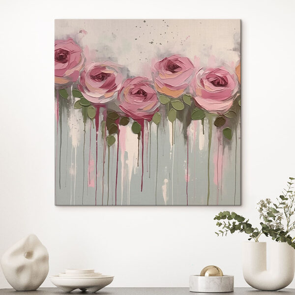 Schilderij van roze rozen Canvas Schilderijen Schilderij van roze rozen