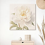 Canvas Schilderijen Witte bloem met groene bladeren