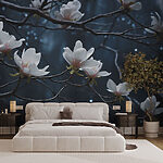 Fotobehang Boom met witte bloemen