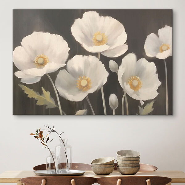 Groep witte bloemen Canvas Schilderijen Groep witte bloemen