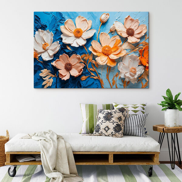 Kunstige bloemen in levendige tinten Canvas Schilderijen Kunstige bloemen in levendige tinten
