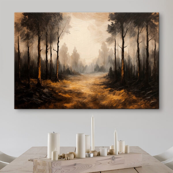 Schilderij van een bos met bomen Canvas Schilderijen Schilderij van een bos met bomen