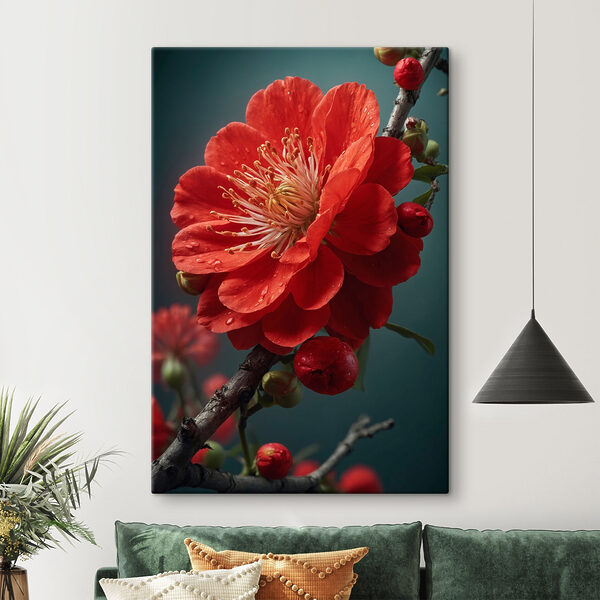 Levendige bloesems met delicate druppels Canvas Schilderijen Levendige bloesems met delicate druppels