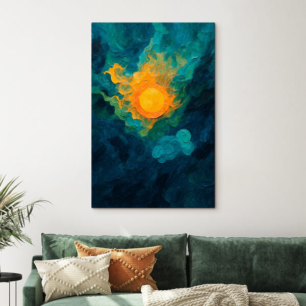 Schilderij van een zon en wolken Canvas Schilderijen Schilderij van een zon en wolken
