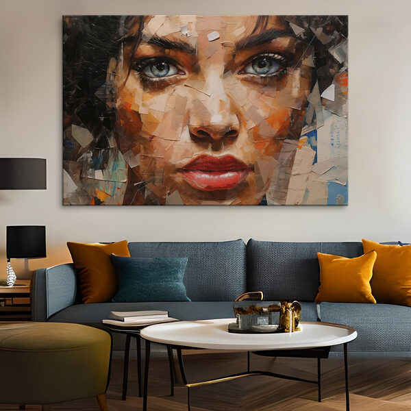 Schilderij van een vrouw’s gezicht Canvas Schilderijen Schilderij van een vrouw’s gezicht