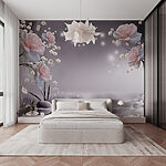Fotobehang Serene bloemen boven rustig water