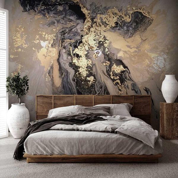 Fotobehang Wervelend metallic abstract schilderij