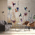 Fotobehang Delicate wilde bloemen in pasteltinten