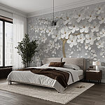 Fotobehang Elegante boom met witte bloesems
