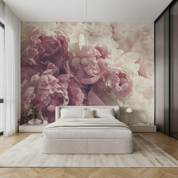 Fotobehang Tros roze en witte bloemen