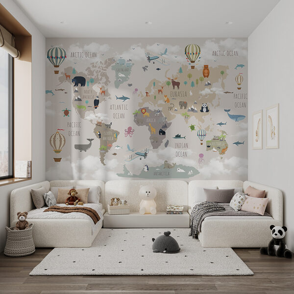 Fotobehang Luchtballon met vlaggen