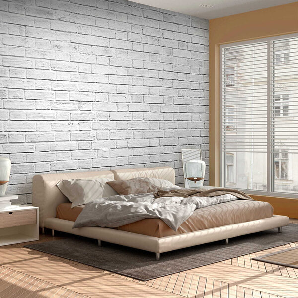 Fotobehang Fotobehang Witte bakstenen muur patroon textuur (Artikelnummer: u54004)