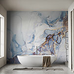 Fotobehang Elegante blauwe vloeiende kunst met aderen
