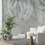 Fotobehang Elegant wit palmbladerenpatroon