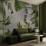 Fotobehang Weelderig jungleparadijs met groene bladeren