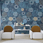 Fotobehang Blauw en wit cirkelontwerp