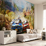 Fotobehang Rallyauto's racen door de woestijn