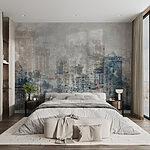 Fotobehang Abstract aquarel van skyline van een stadslandschap