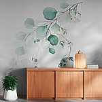 Fotobehang Delicaat aquarelgroen op wit